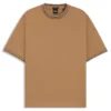 Striped-cuff T-shirt in mercerised cotton