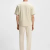 Striped-cuff T-shirt in mercerised cotton