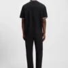 Striped-cuff T-shirt in mercerised cotton