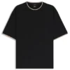 Striped-cuff T-shirt in mercerised cotton
