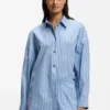 Striped oversized-fit blouse in cotton poplin