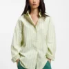 Striped oversized-fit blouse in cotton poplin