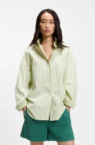 Striped oversized-fit blouse in cotton poplin