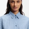Striped oversized-fit blouse in cotton poplin
