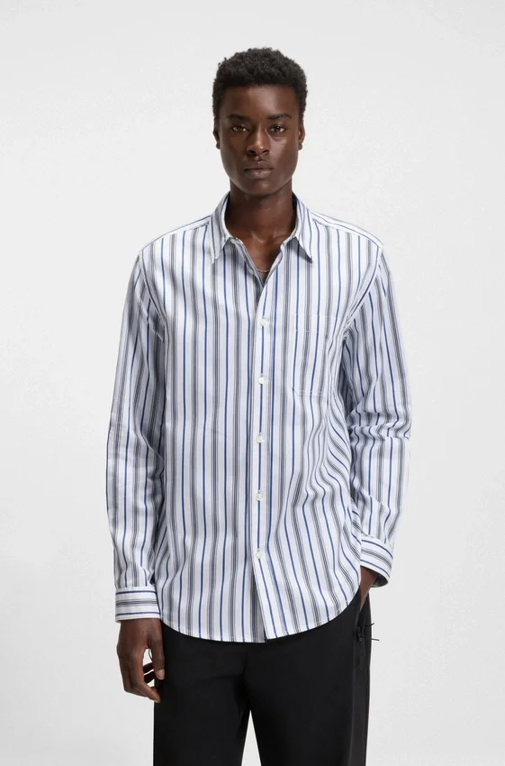 Striped oversized-fit shirt in cotton poplin Striped oversized-fit shirt in cotton poplin