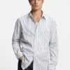 Striped oversized-fit shirt in cotton poplin Striped oversized-fit shirt in cotton poplin