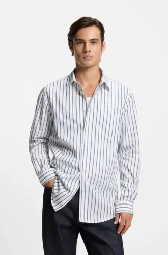 Striped oversized-fit shirt in cotton poplin