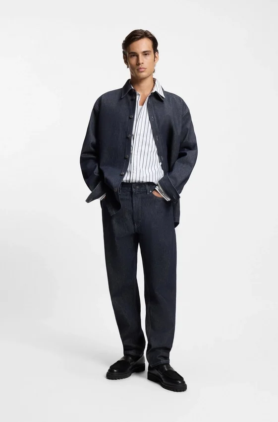 Striped oversized-fit shirt in cotton poplin Striped oversized-fit shirt in cotton poplin