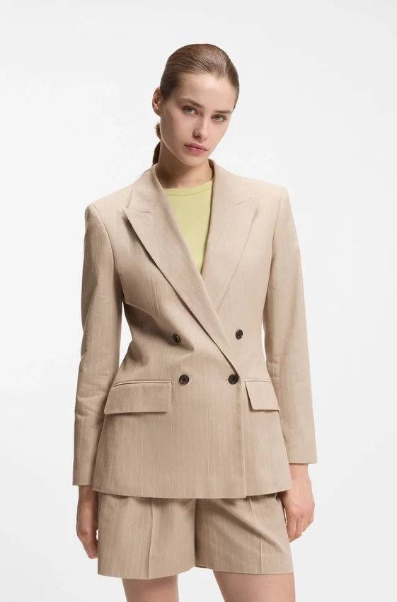 Striped regular-fit blazer in a cotton blend Striped regular-fit blazer in a cotton blend