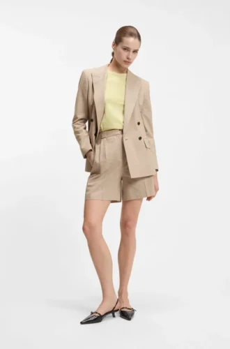 Striped regular-fit blazer in a cotton blend