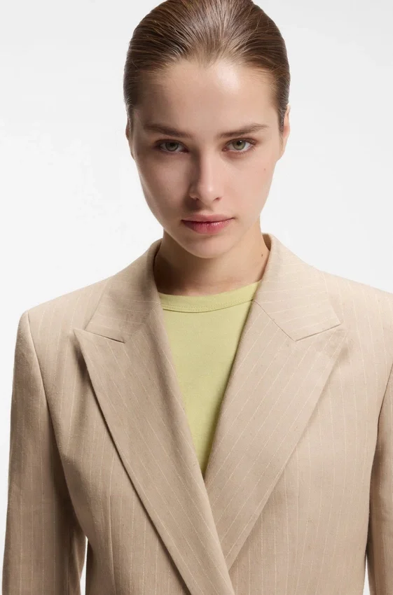 Striped regular-fit blazer in a cotton blend Striped regular-fit blazer in a cotton blend