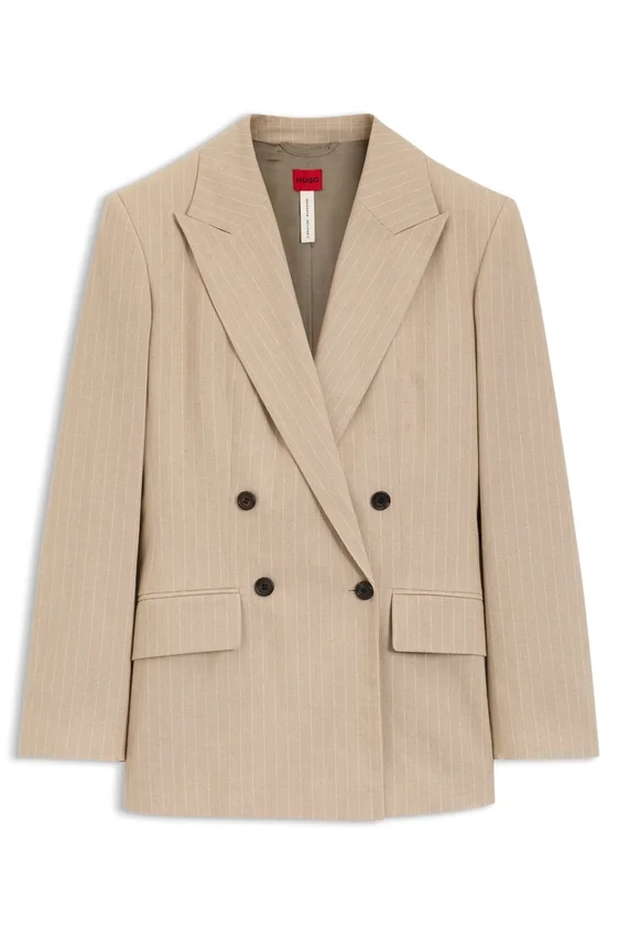 Striped regular-fit blazer in a cotton blend Striped regular-fit blazer in a cotton blend