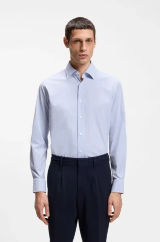 Striped regular-fit shirt in performance-stretch fabric