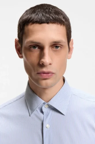 Striped regular-fit shirt in performance-stretch fabric