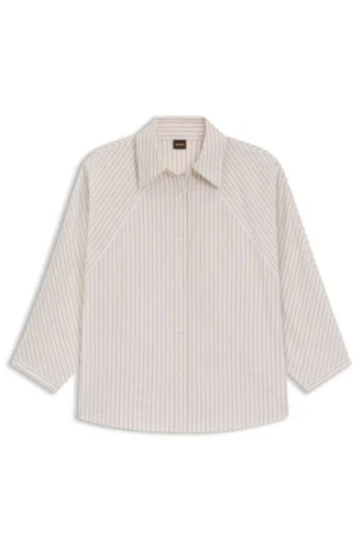 Striped relaxed-fit blouse in cotton poplin
