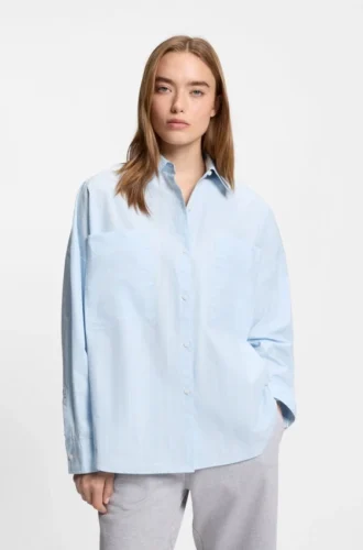Striped relaxed-fit blouse in cotton poplin