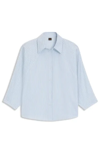 Striped relaxed-fit blouse in cotton poplin