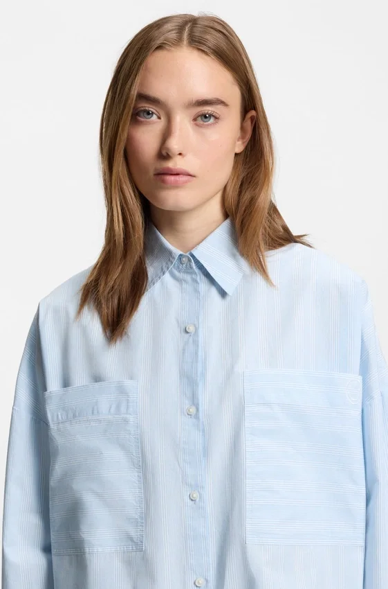 Striped relaxed-fit blouse in cotton poplin Striped relaxed-fit blouse in cotton poplin