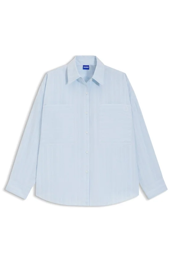 Striped relaxed-fit blouse in cotton poplin Striped relaxed-fit blouse in cotton poplin