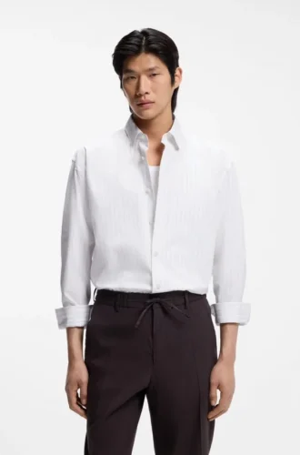 Striped relaxed-fit shirt in cotton poplin
