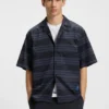 Striped relaxed-fit shirt in cotton poplin