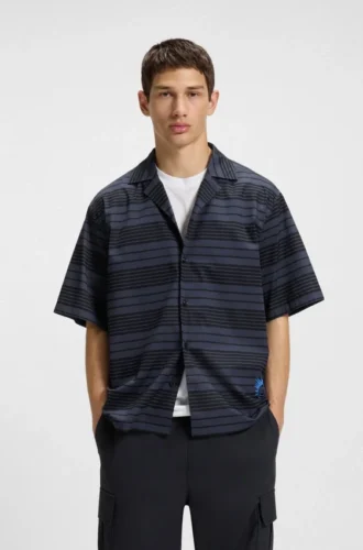 Striped relaxed-fit shirt in cotton poplin