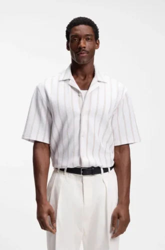 Striped relaxed-fit shirt in stretch cotton