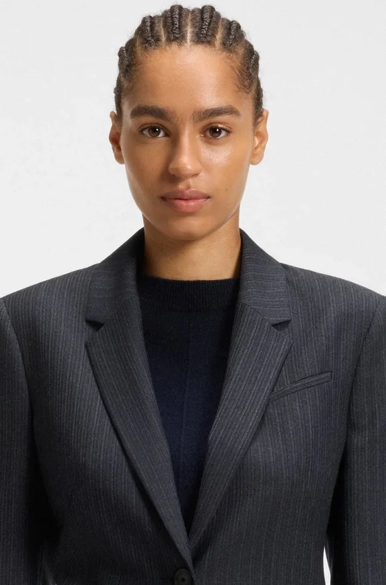 Striped slim-fit blazer in virgin wool Striped slim-fit blazer in virgin wool
