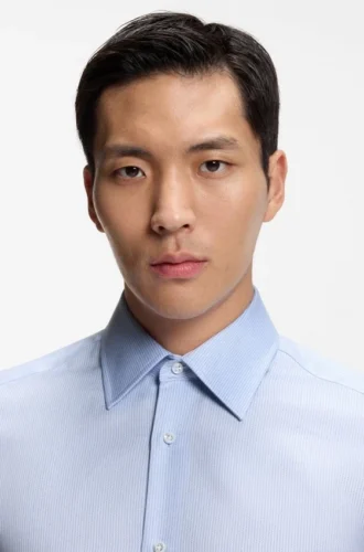 Striped slim-fit shirt in Italian cotton twill
