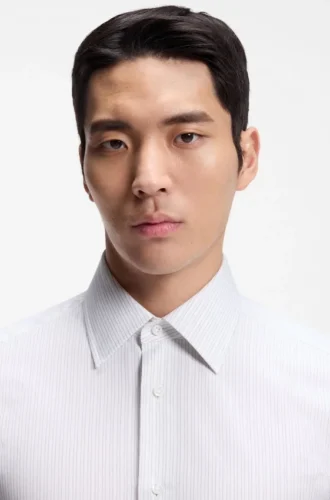 Striped slim-fit shirt in Italian-made cotton