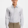 Striped slim-fit shirt in performance-stretch fabric