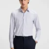 Striped slim-fit shirt in performance-stretch fabric