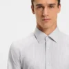 Striped slim-fit shirt in performance-stretch fabric