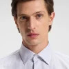Striped slim-fit shirt in performance-stretch fabric