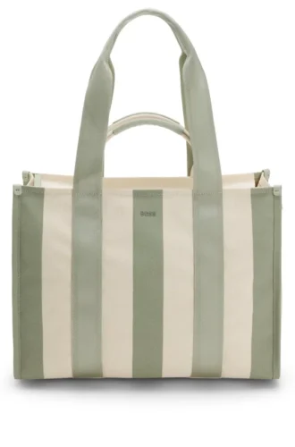 Striped tote bag in canvas with double handles Striped tote bag in canvas with double handles