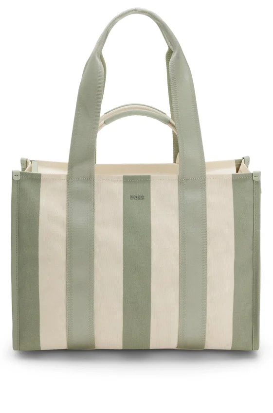 Striped tote bag in canvas with double handles Striped tote bag in canvas with double handles