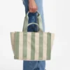 Striped tote bag in canvas with double handles Striped tote bag in canvas with double handles