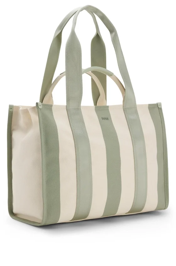 Striped tote bag in canvas with double handles Striped tote bag in canvas with double handles