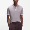 Striped-trim polo shirt in mercerised cotton Striped-trim polo shirt in mercerised cotton