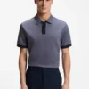 Striped-trim polo shirt in mercerised cotton Striped-trim polo shirt in mercerised cotton