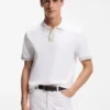 Striped-trim polo shirt in mercerised cotton Striped-trim polo shirt in mercerised cotton