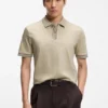 Striped-trim polo shirt in mercerised cotton Striped-trim polo shirt in mercerised cotton