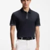 Striped-trim polo shirt in mercerised cotton Striped-trim polo shirt in mercerised cotton