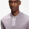 Striped-trim polo shirt in mercerised cotton Striped-trim polo shirt in mercerised cotton
