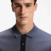 Striped-trim polo shirt in mercerised cotton Striped-trim polo shirt in mercerised cotton