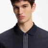 Striped-trim polo shirt in mercerised cotton Striped-trim polo shirt in mercerised cotton