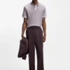 Striped-trim polo shirt in mercerised cotton Striped-trim polo shirt in mercerised cotton