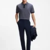 Striped-trim polo shirt in mercerised cotton Striped-trim polo shirt in mercerised cotton