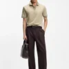 Striped-trim polo shirt in mercerised cotton Striped-trim polo shirt in mercerised cotton
