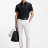 Striped-trim polo shirt in mercerised cotton Striped-trim polo shirt in mercerised cotton